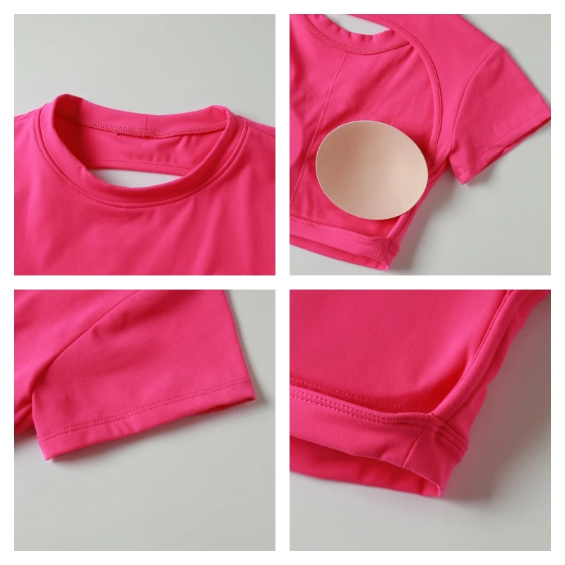 Hearuisavy Camisetas Deportivas de Verano, Tops de Entrenamiento, Ropa Deportiva de Secado Rápido, Ropa de Yoga, Tops Cortos Deportivos, Top de Gimnasio sin Espalda para Mujer