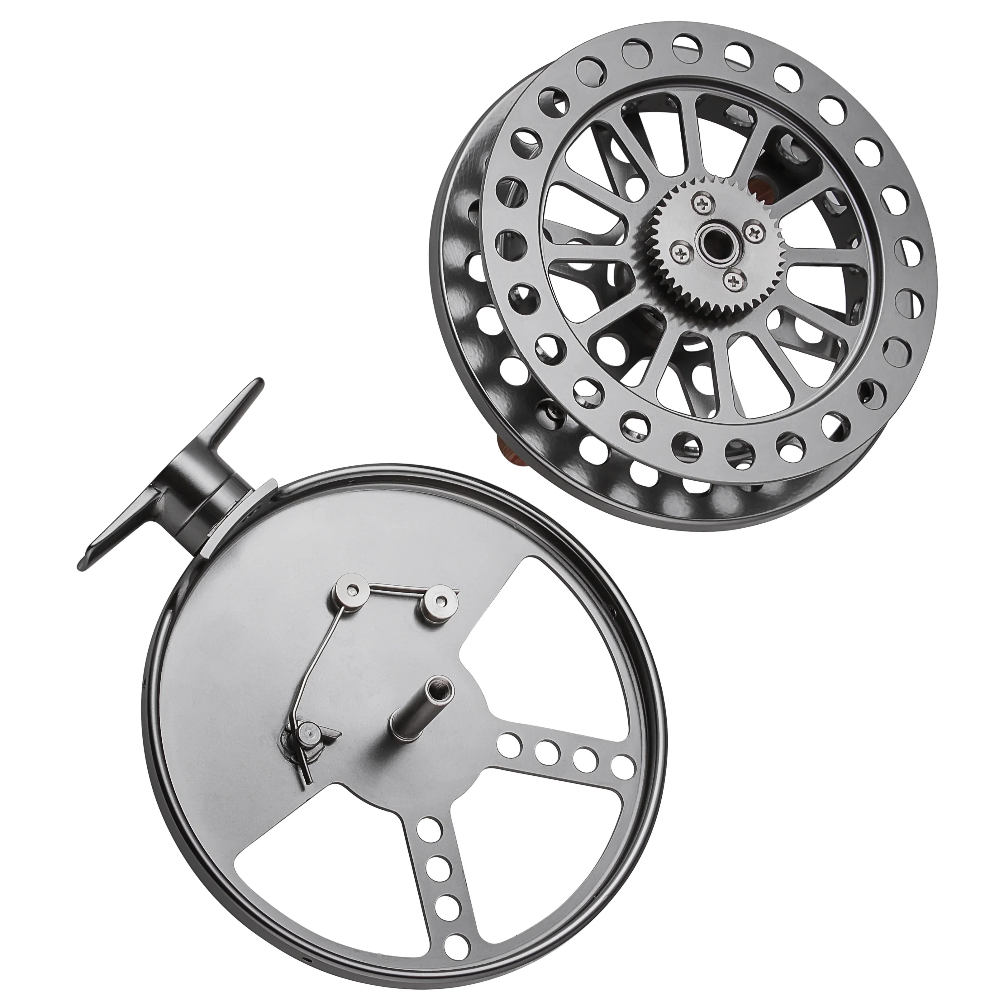 Carrete flotante de 120mm, 4 y 3/4 pulgadas, dirección cambiable para trote grueso, barra Steelhead, pesca flotante de salmón