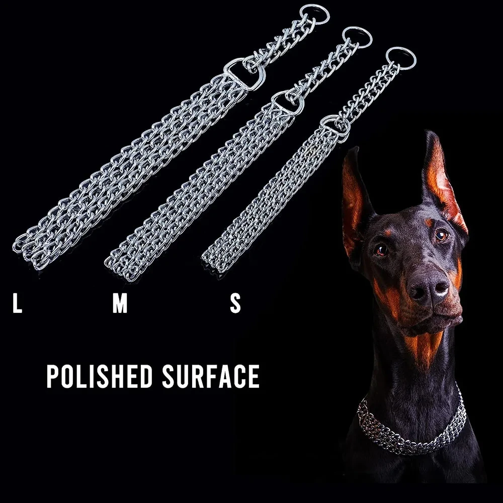Collar de cadena para perro fuerte, cadena de Triple fila a prueba de masticar, Collar para caminar ajustable, Collar de perro de enlace cubano de Metal