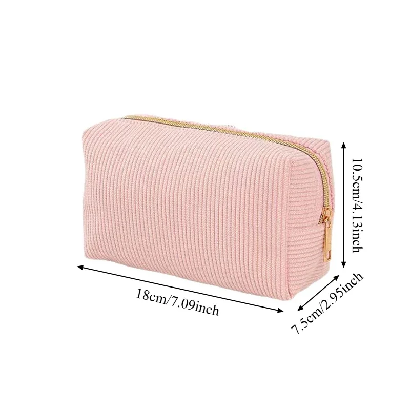 Linda Bolsa de Cosméticos de Pana para Niñas, Bolsa de Maquillaje Espaciosa, Organizador de Papelería Duradero, Estuche para Lápices, Útiles Escolares y de Oficina