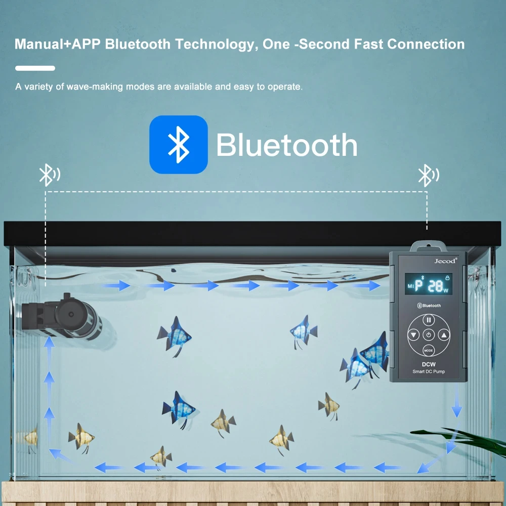 Bomba de Flujo Cruzado Bluetooth Jebao Jecod Serie DCW, Bomba de Circulación para Acuarios y Peceras, Control por Aplicación, Bomba de Agua DC