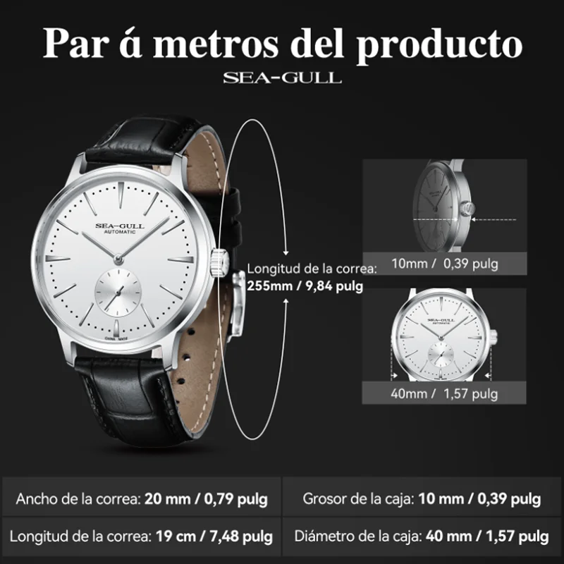 Reloj de Pulsera Mecánico para Hombre Seagull New Business, Resistente al Agua 50m, Correa de Cuero, Reloj Masculino para San Valentín, Relogio Masculino 6075