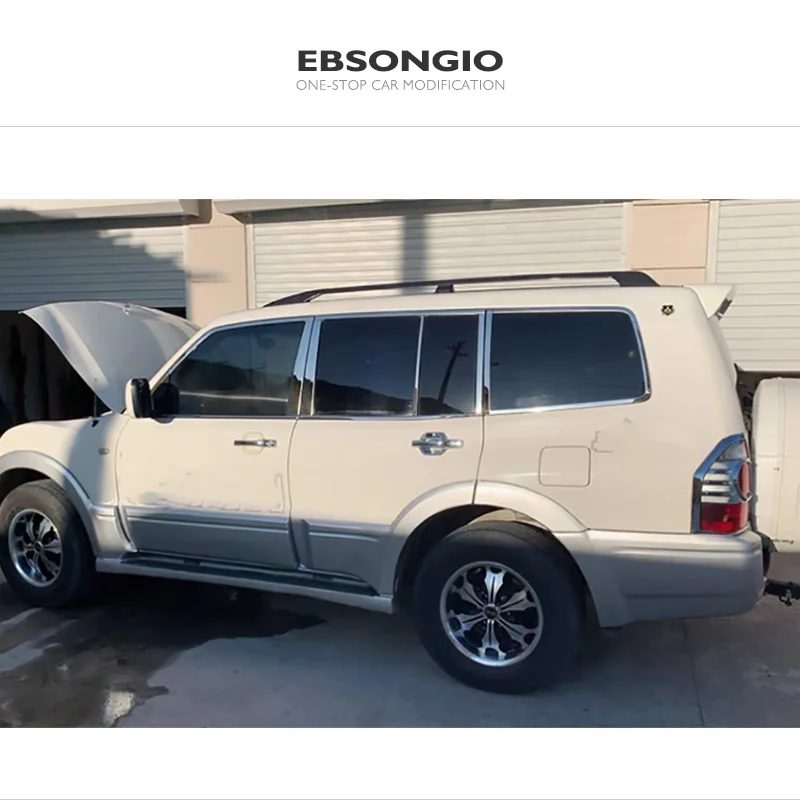 Accesorios para Mitsubishi Pajero V93 V97 V73 V77 2007-2019, cubierta de tira de pilar de ventana de coche, pegatina de pilares centrales de acero inoxidable