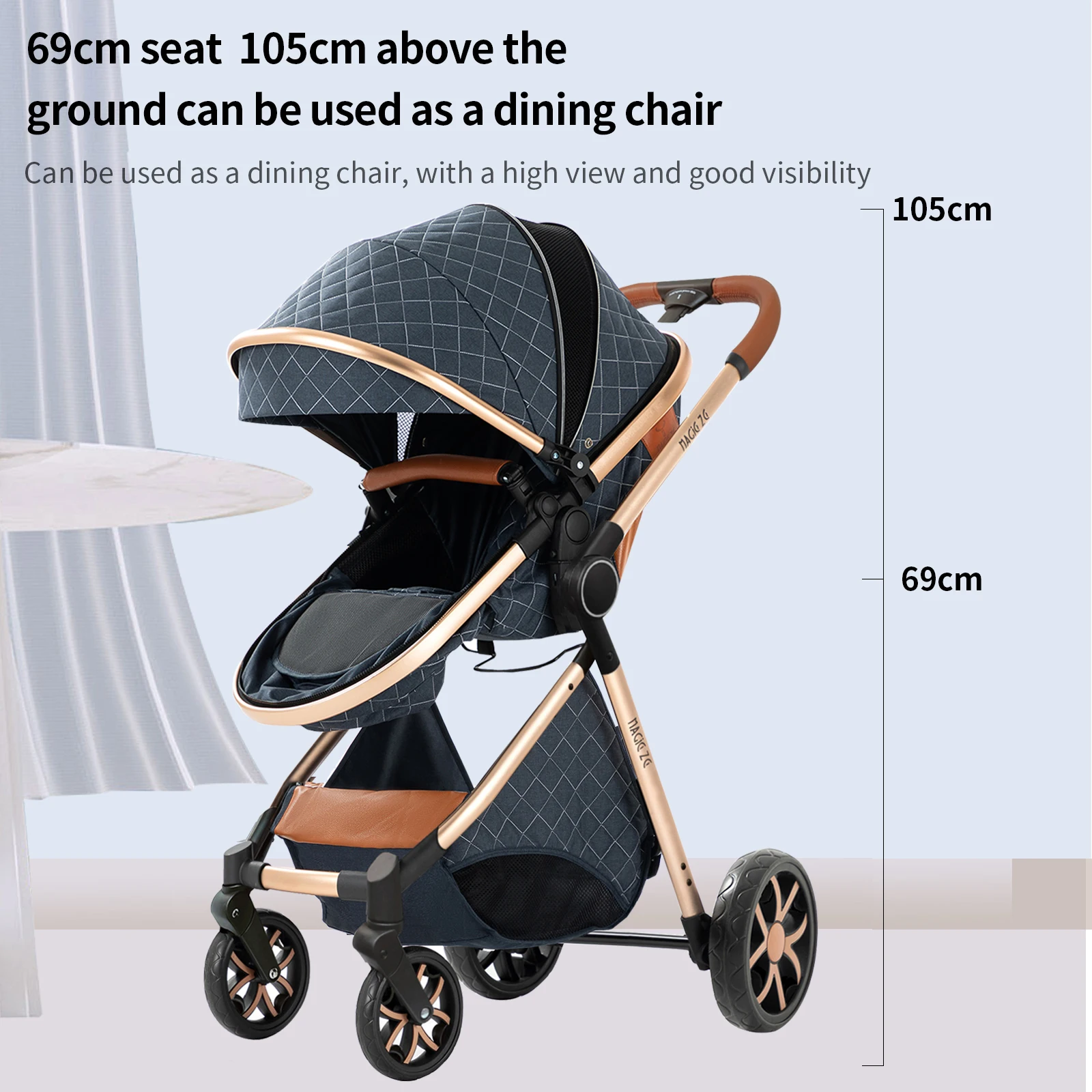 Cochecito Ligero de Cuatro Ruedas, Accesorios para Bebés, Cochecito Ligero 3 en 1, Portabebés para Recién Nacidos