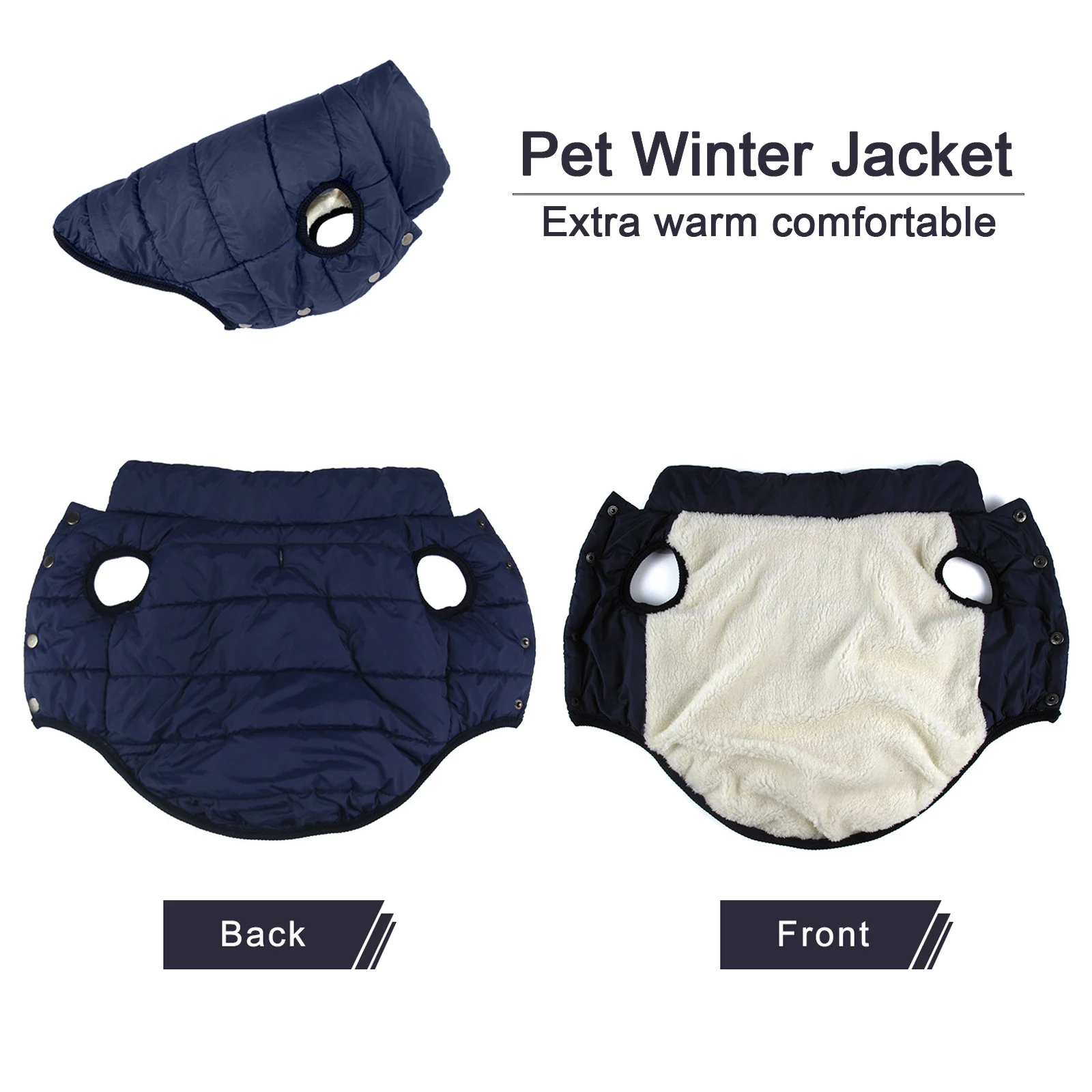 Ropa de invierno para perros, chaqueta cálida a prueba de frío para exteriores con forro polar de algodón, abrigo para cachorros de Bulldog Francés Chihuahua