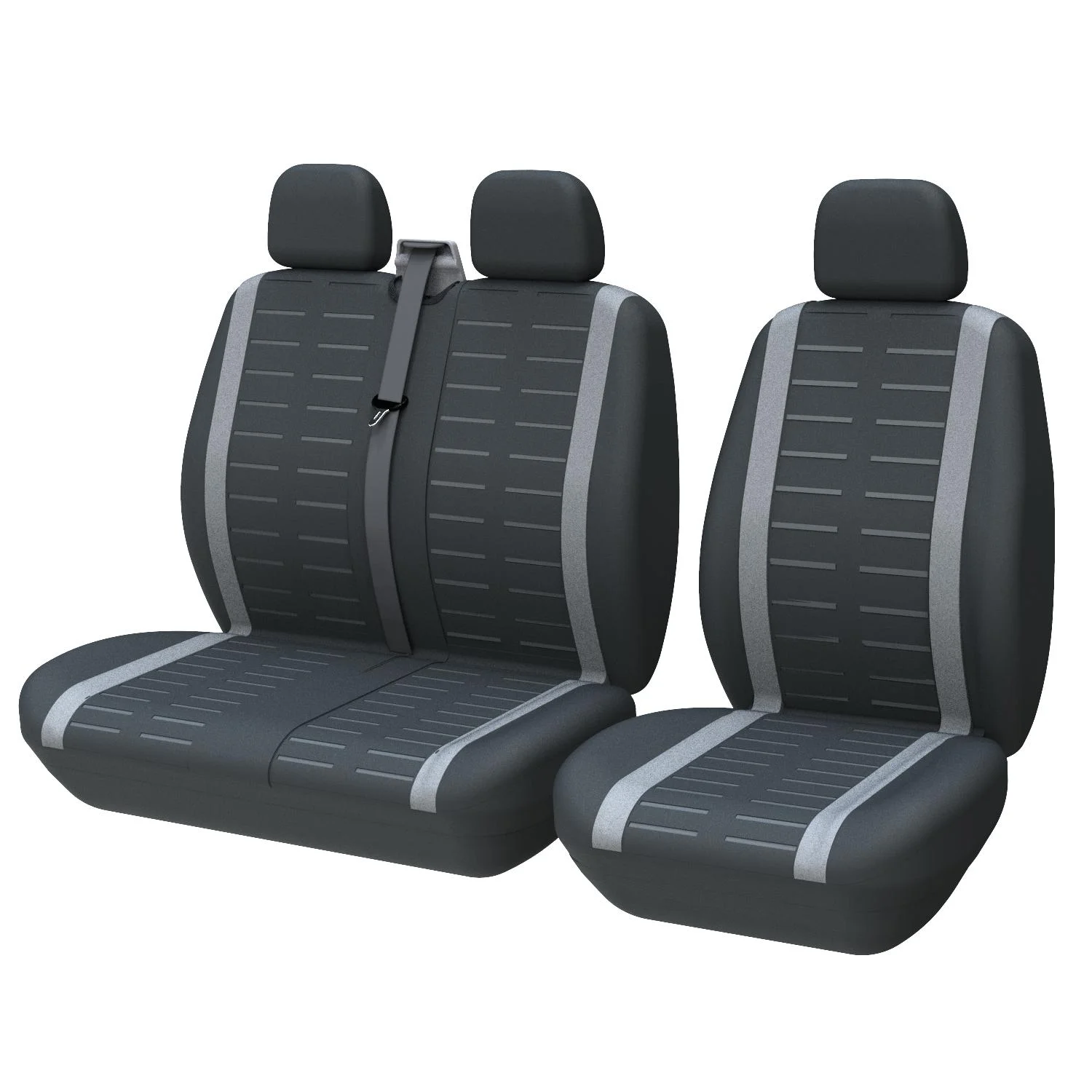 Fundas de asiento universales a rayas 3D, se adapta a la mayoría de furgonetas y camiones, 2 + 1, fundas de asiento para conductor individual y pasajero