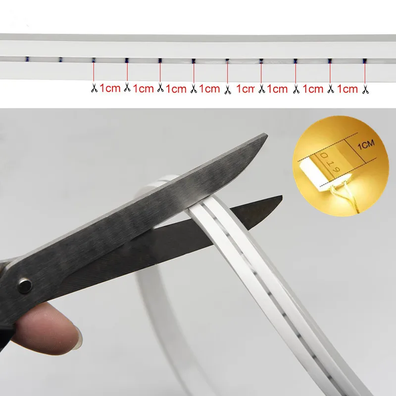 Tira de luces Led de neón de 12V, cinta flexible, lámpara, cuerda, barra de tubo de silicona impermeable, 1cm, 1led de corte, tablero de anuncios DIY, cartelera