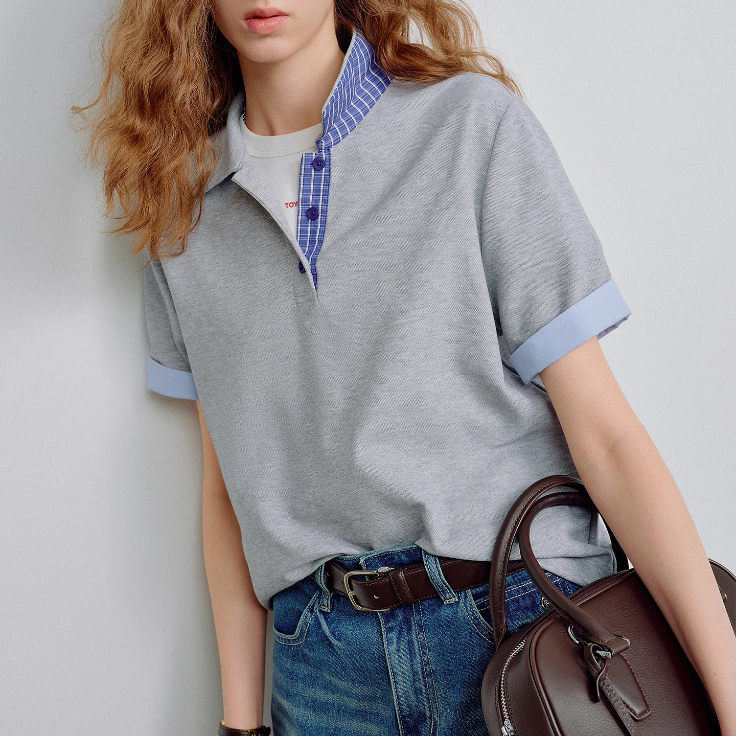 TOYOUTH-Polo de Piqué para mujer, camisetas informales Vintage con manga plegable a cuadros y bloques de Color mejorado, novedad de verano 2026