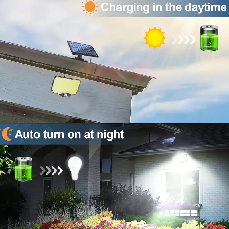 2 uds 234LED colector Solar luz IP65 impermeable Sensor de movimiento reflector al aire libre lámpara de iluminación de seguridad dividida para terraza patio garaje