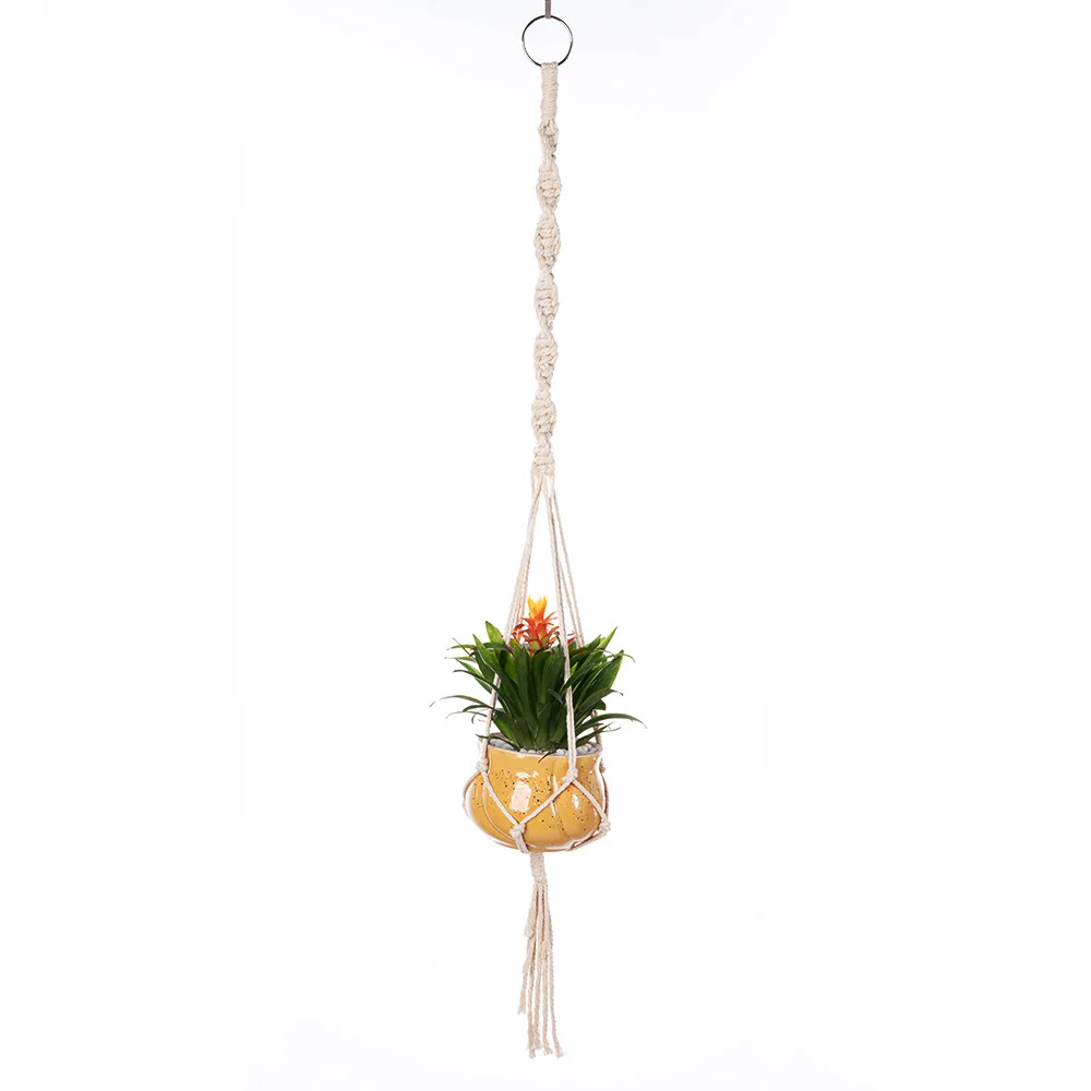Colgador de macramé para plantas, cesta colgante para interior, cuerda de algodón tejida, maceta, soporte para plantas de ganchillo, soporte para decoración del hogar Bohemia