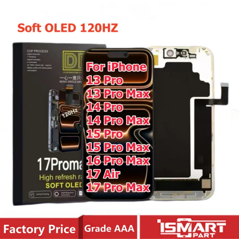 Pantalla LCD OLED suave de 120HZ para iPhone 15 Pro Max 15Pro 13 Pro, montaje de digitalizador con pantalla táctil 3D, reemplazo de alta tasa de actualización