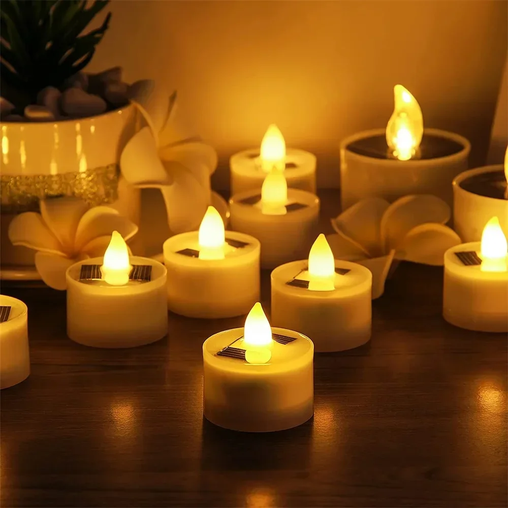 Velas LED Solares, Velas sin Llama para Exteriores, Impermeables, Recargables, para Decoración de Jardín, Hogar y Fiestas