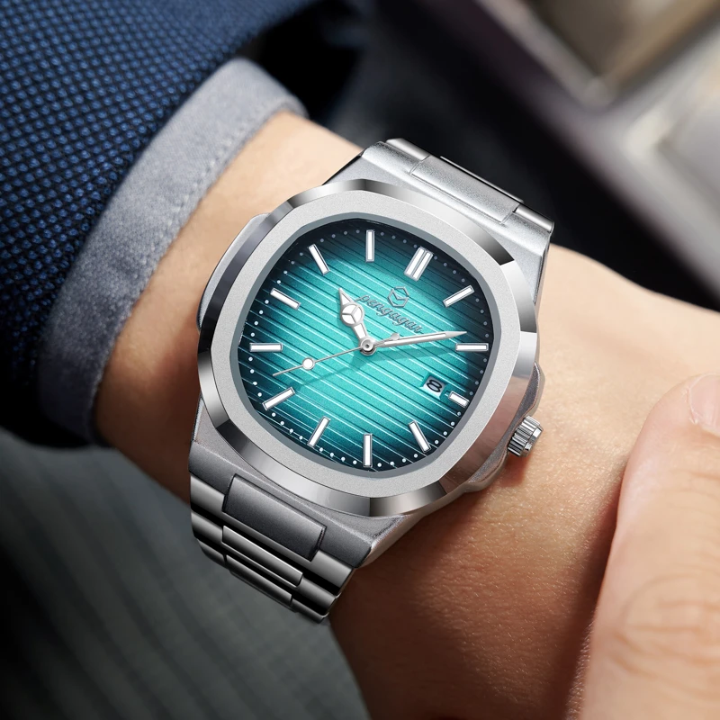Reloj de Hombre Militar de Lujo 2026, Cuadrado, Resistente al Agua, Luminoso, con Fecha y Día de la Semana, de Acero Inoxidable, de Cuarzo, con Caja