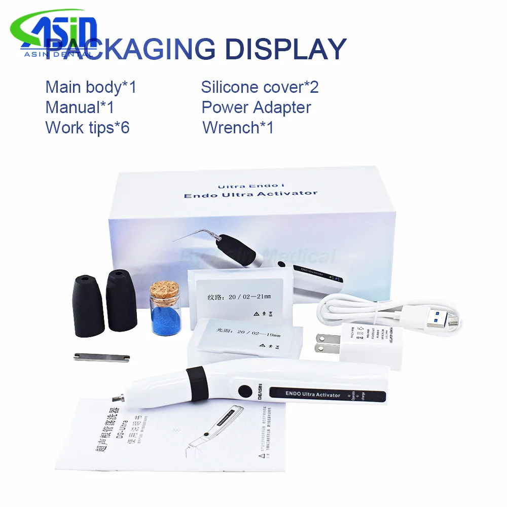 DEASIN Dental Endo Ultra activador Endo irrigador pieza de mano con 6 puntas 40-50Khz 1500mAh activador ultrasónico inalámbrico