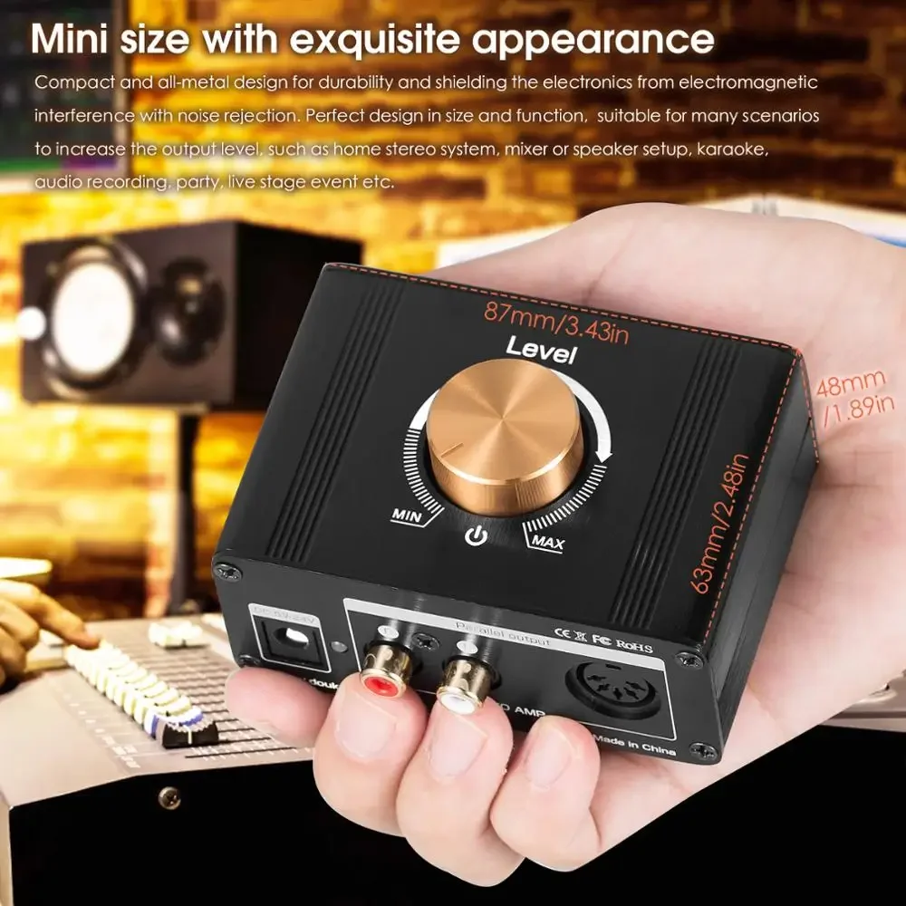 Douk Audio L1 Mini amplificador de nivel de línea estéreo, amplificador de señal de Audio, preamplificador Digital HiFi, Control de volumen para teléfono, TV, reproductor de Audio