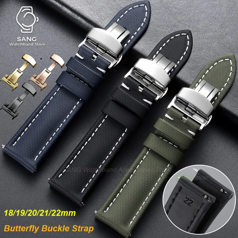 Correa de Reloj de Lona de 18mm 19mm 21mm 20mm 22mm con Liberación Rápida, Hebilla de Mariposa, para Hombre y Mujer, Impermeable, de Nailon