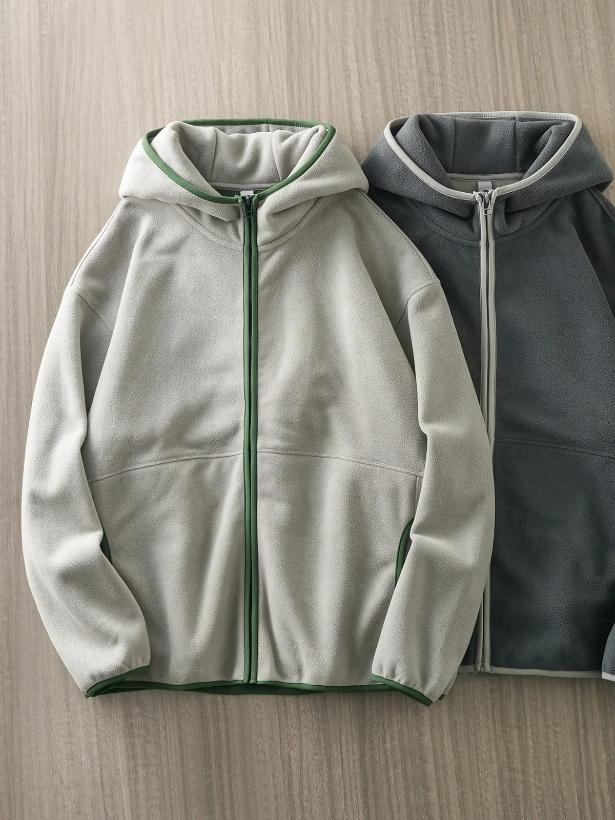 DUKEEN Sudadera con capucha de lana de doble cara para hombre, cortavientos cálidos de otoño e invierno, chaquetas antimicrobianas con cremallera 7A para hombre