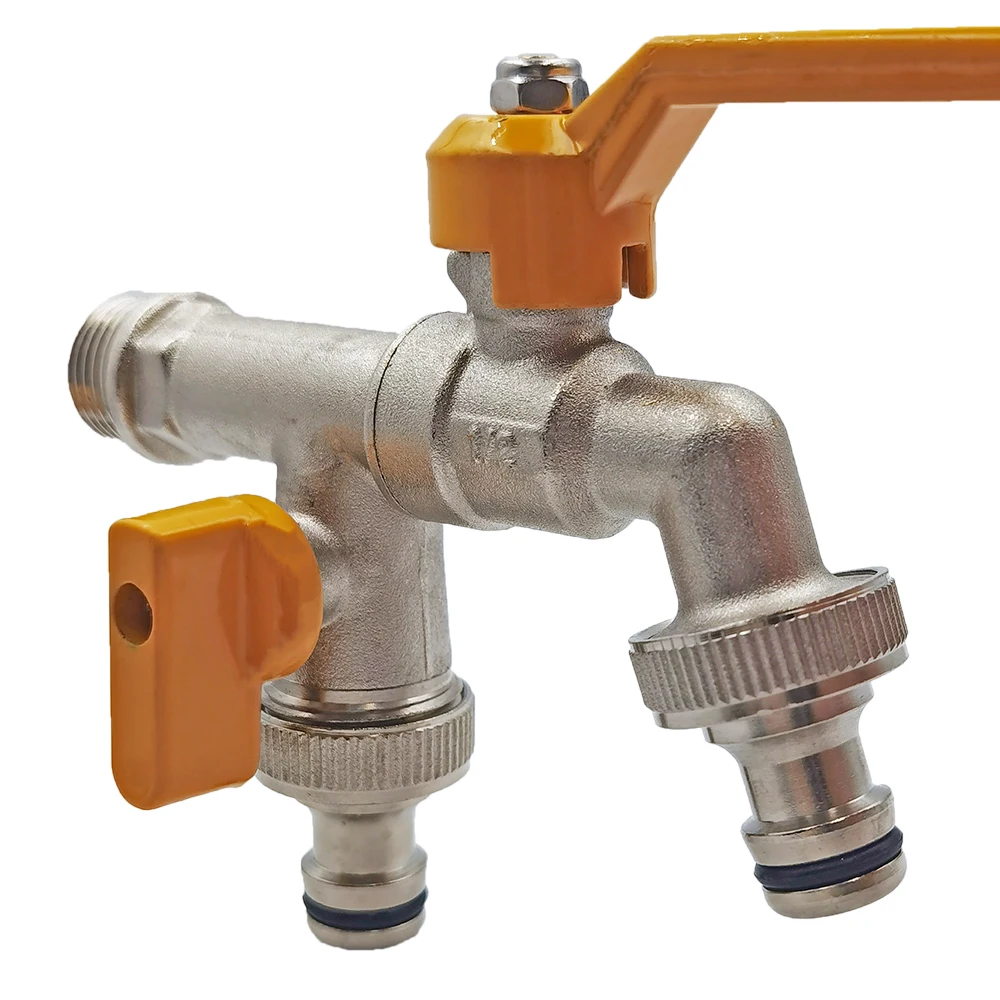 Adaptador de grifo de manguera de jardín, conector de tanque de agua IBC de 1/2 pulgadas, riego de 2 vías y 1 vía, junta de grifo de latón, válvula de bola de repuesto