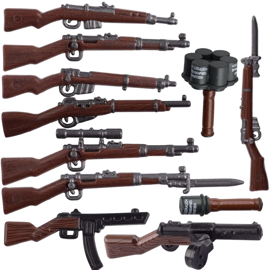Bloques de Construcción de Madera de Armas Militares de la Segunda Guerra Mundial, Figuras de Soldados, Armas Soviéticas PPSH 98K SMLE IV Mosin G43, Juguetes de Ladrillos, Regalo para Niños
