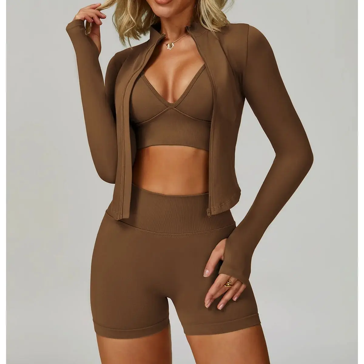 Conjunto de Yoga Deportivo sin Costuras de 2/3 Piezas para Mujer, Ropa Deportiva Transpirable de Cintura Alta, Conjunto de Ropa Interior Deportiva para Mujer, Ropa para Gimnasio y Entrenamiento