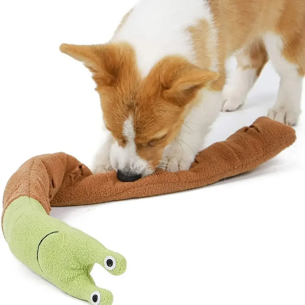 Juguetes chirriantes para perros, juguetes de caracoles de peluche para olfatear mascotas, rompecabezas molares de comida tibetana, juguetes interactivos para perros y gatos, rompecabezas para perros, alimentador de juguetes al por mayor