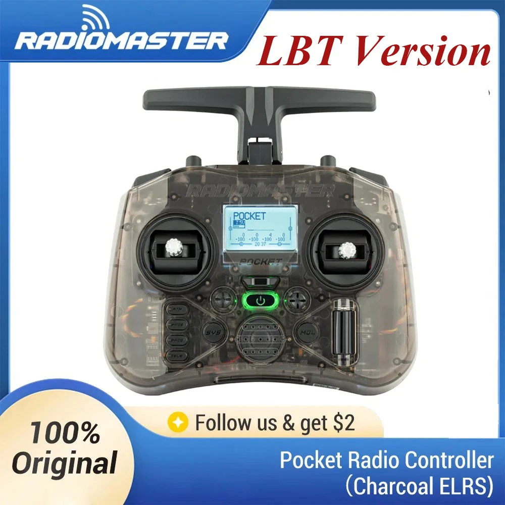 Radiomaster Pocket LBT para UE país ELRS M2 Hall cardán transmisor Control remoto portátil incorporado luz LED plegable