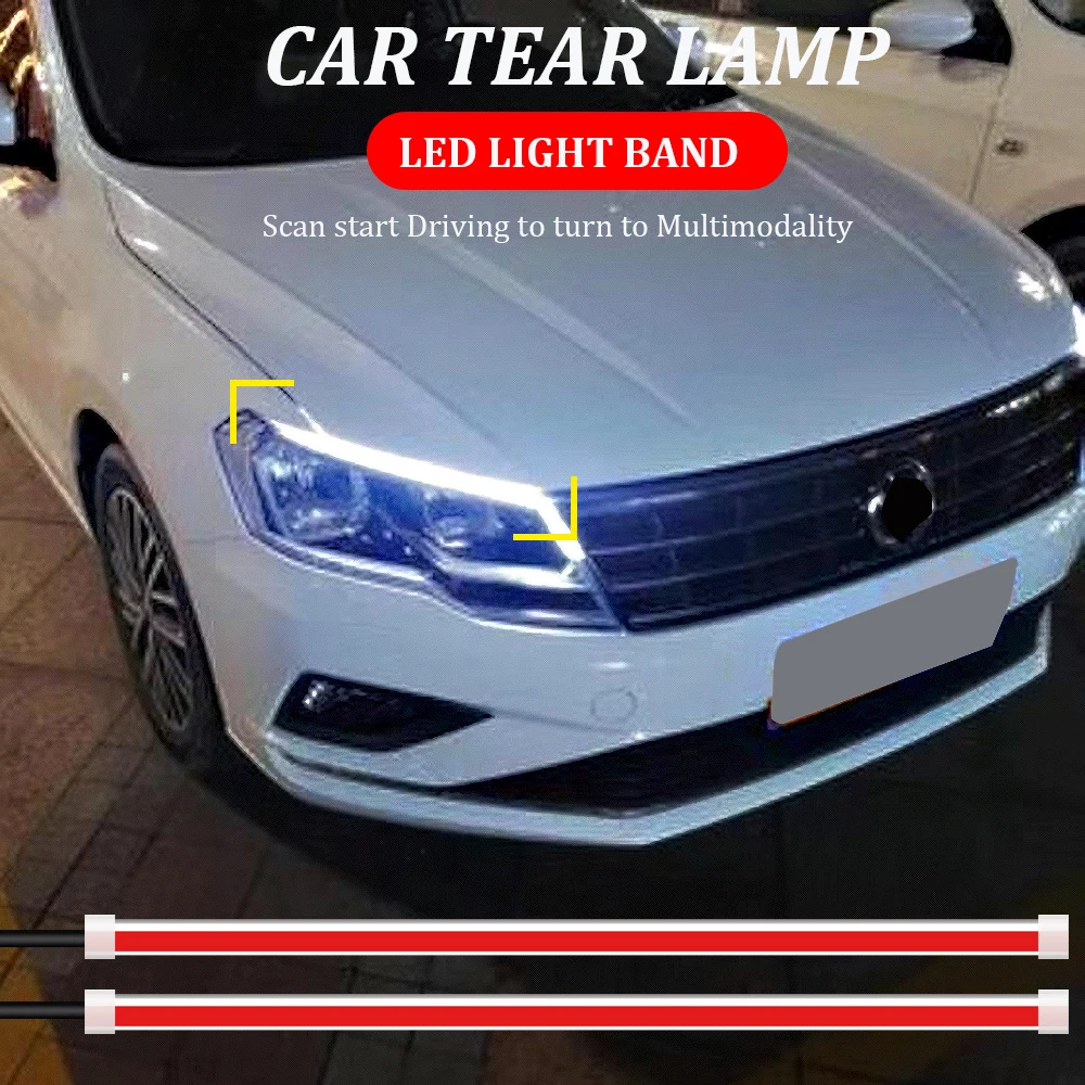 Tira de luces LED DRL para intermitente de coche, luz de circulación diurna Flexible, color amarillo brillante, secuencial, 2 piezas, 12V, novedad