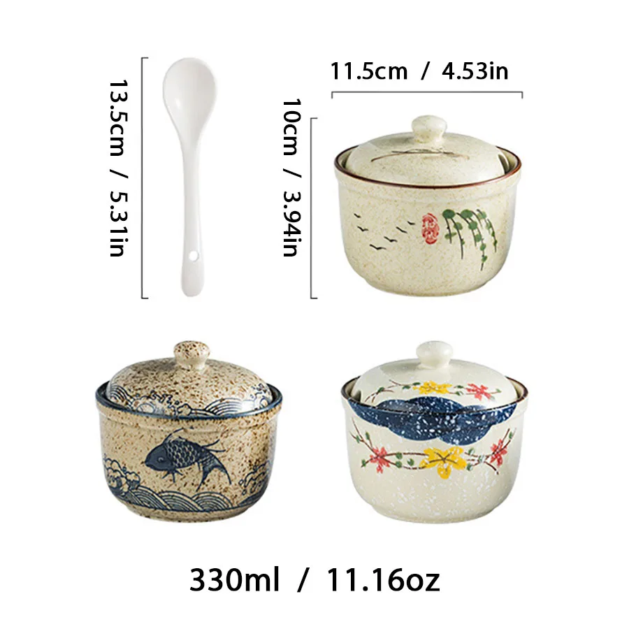 Tarro de cerámica para condimentos con tapa y cuchara, tarros de especias de cocina para sal, azúcar, pimienta y té, caja de almacenamiento de condimentos de estilo japonés, 1 Uds.