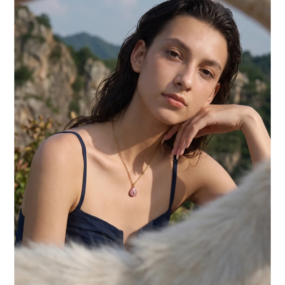 Yhpup Nuevas Llegadas Colgante de Collar Rectangular Triangular de Piedra Natural Exclusivo