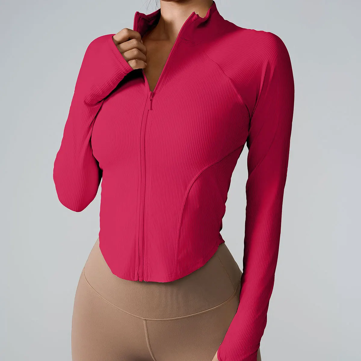 Ropa de manga larga para mujer, chaqueta deportiva con cremallera, ropa exterior para entrenamiento profesional, correr y fitness, primavera