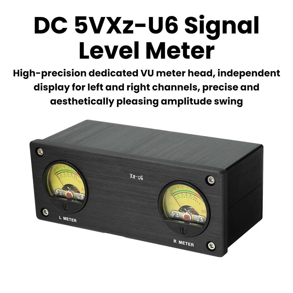 Medidor de Audio VU Xz-U6 de 5V CC con Conectores de 3.5mm/RCA, Medidor de Alta Precisión, Indicador de Nivel de Audio
