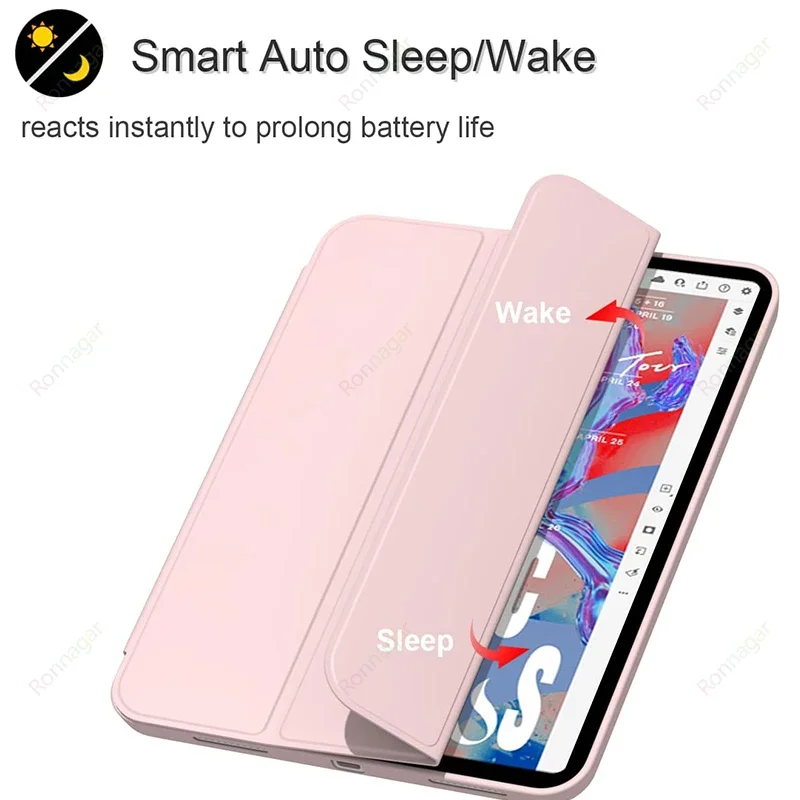 Funda con Ranura para Lápiz para iPad A19 12.ª Gen. 2026, A16 11.ª Gen., 10.ª Gen., Air11 2025, 2024, M3, M2, Pro11, M4, iPad Air4, 5, 10.9, 8, 9.ª Gen., 10.2, 10.5, 9.7