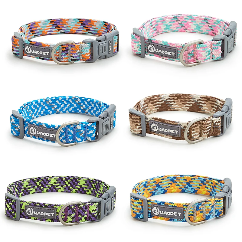 Collar ajustable para perros medianos y grandes, Gargantilla de nailon reflectante, duradero, arnés transpirable para Bulldog
