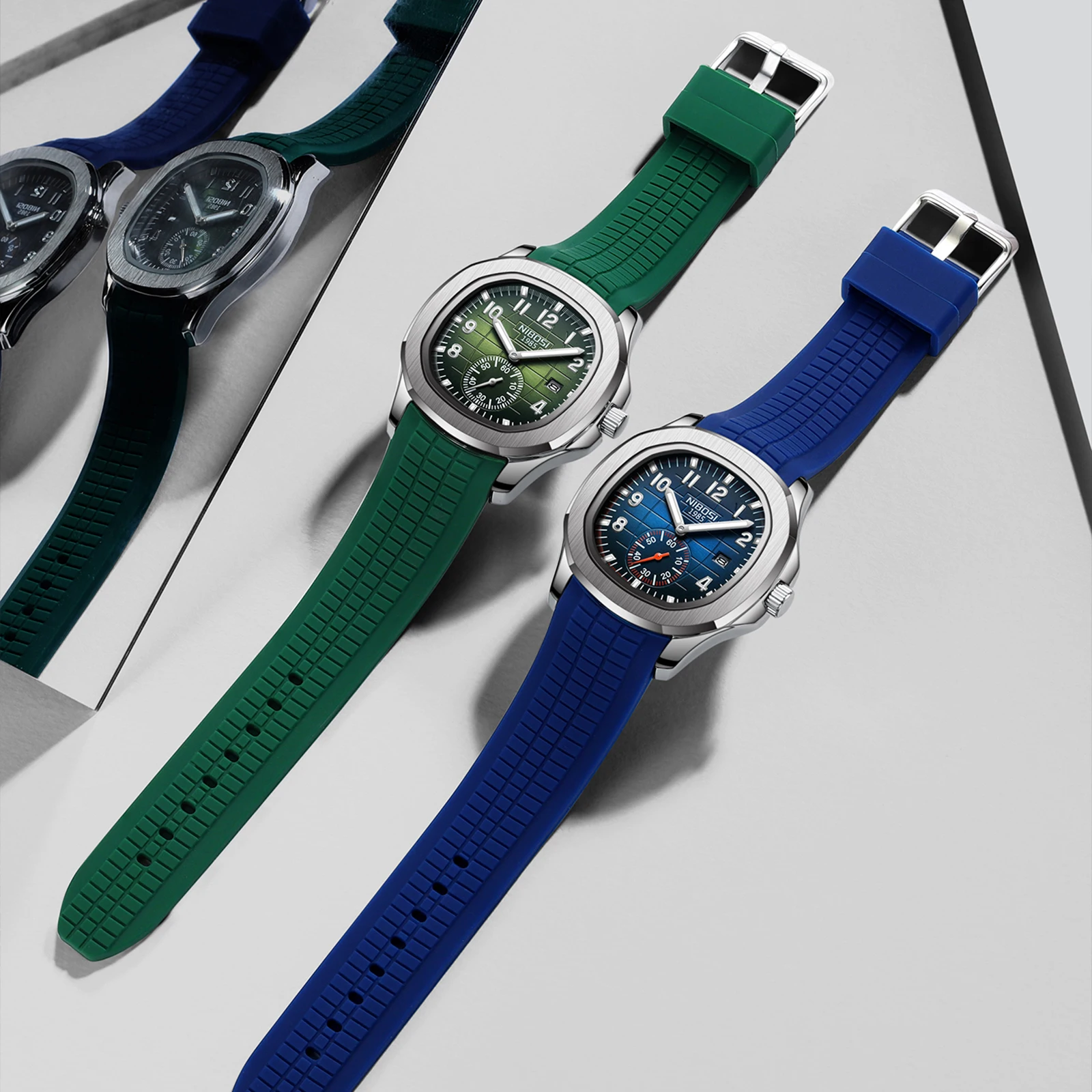 Relojes deportivos NIBOSI para Hombre, relojes de marca superior de lujo con fecha automática, relojes de cuarzo AQUANAUT luminosos resistentes al agua para Hombre, Reloj para Hombre