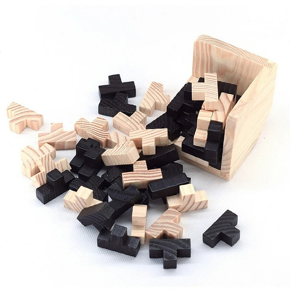 Rompecabezas de cubo 3D Luban entrelazado juguete educativo creativo de madera cerebro IQ mente juego de aprendizaje temprano regalo para niños letra 54T