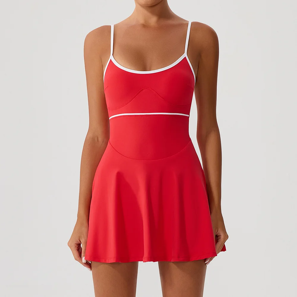 Vestido de tenis para mujer con bolsillos, faldas de golf, pantalones cortos, traje de yoga, ropa de bádminton, ropa deportiva