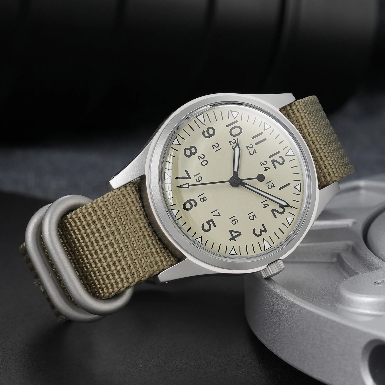 Reloj militar Militado ML07 VH31, movimiento de cuarzo, cristal de zafiro, revestimiento AR luminoso, relojes Vintage, resistente al agua 100m