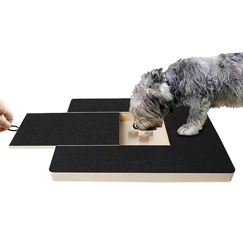 Tablero rascador de uñas para perros, almohadilla para recortar uñas, tablero rascador de madera extraíble para mascotas, juguete, caja de golosinas integrada, tablero de papel de lija para perros