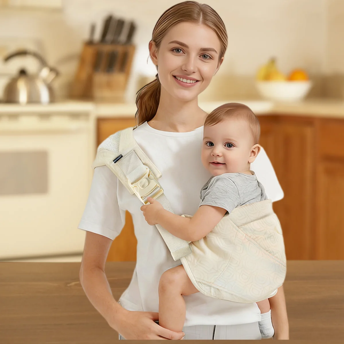 Portabebés Ergonómico Ajustable, Bandolera, Canguro, Soporte para Bebés Recién Nacidos, para Llevar al Bebé con las Manos Libres