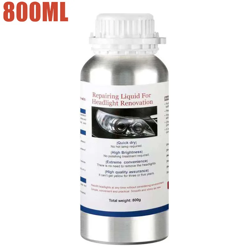 Kit de pulido químico para faros de coche, líquido de reparación de polímero, eliminador de arañazos, Kit de restauración de faros de coche, 800ML