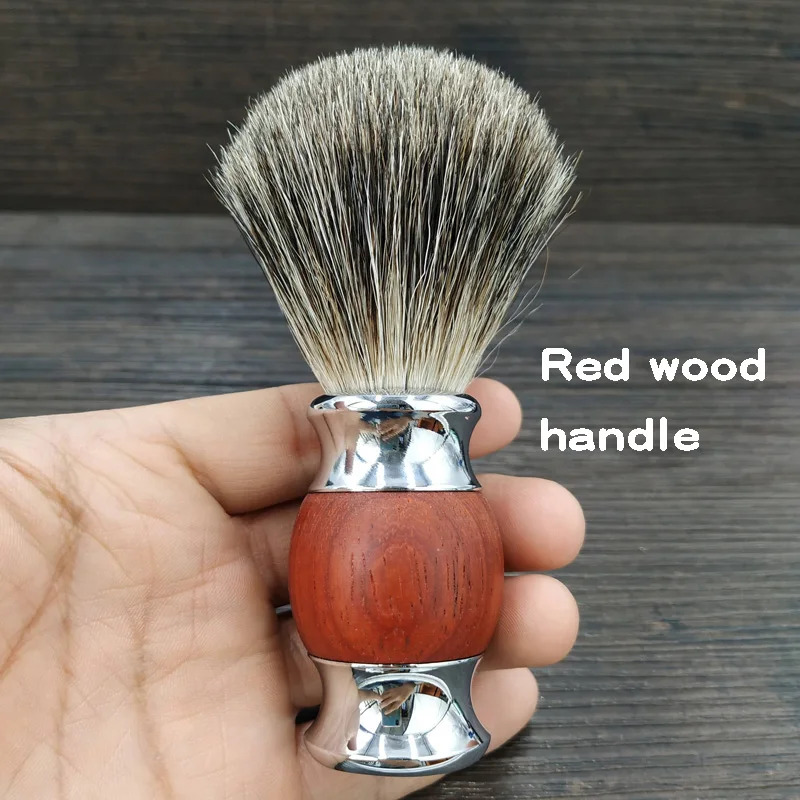 Brocha de afeitar Dscosmetic Man Pure Natural con mango de madera roja para afeitado en húmedo para hombre