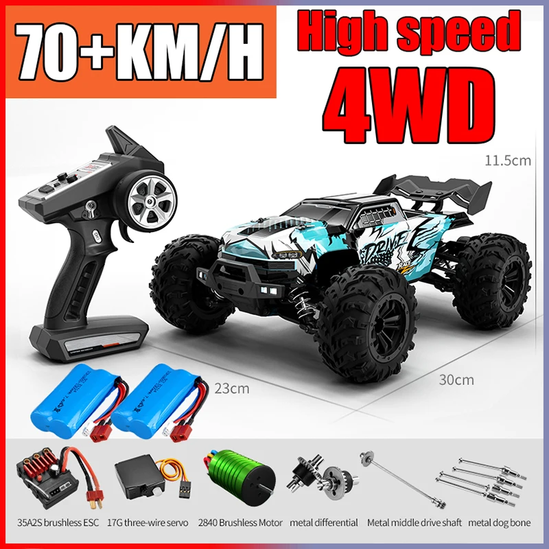 Coche todoterreno Rc 4x4, coche de Control remoto de alta velocidad 75 KM/H con faro LED sin escobillas 4WD 1/16, camión monstruo, juguetes para niños, regalo