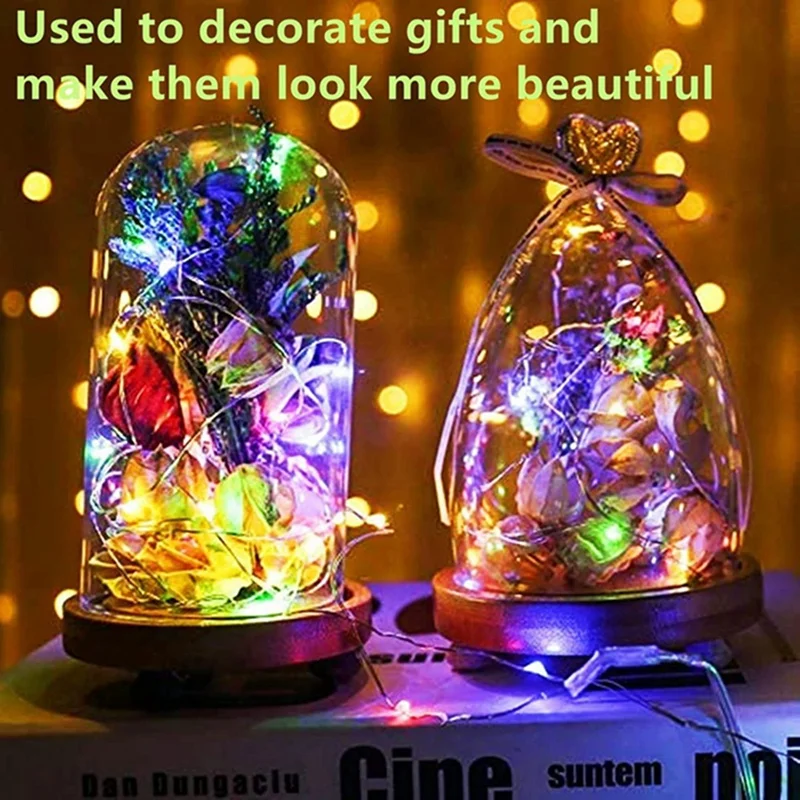 Paquete de 20 luces de hadas, 20LED, 2M, alambre de cobre plateado, alimentado por batería, decoraciones para boda, fiesta, decoración de Navidad
