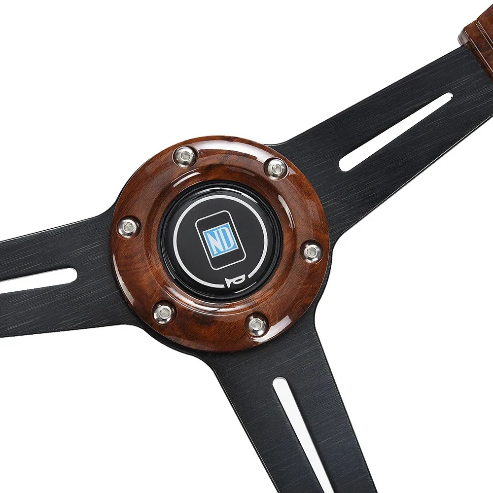 Volante Deportivo Universal de 14 Pulgadas con Acabado de Madera, 350 mm, Estilo Retro, Profundo, para Drifting