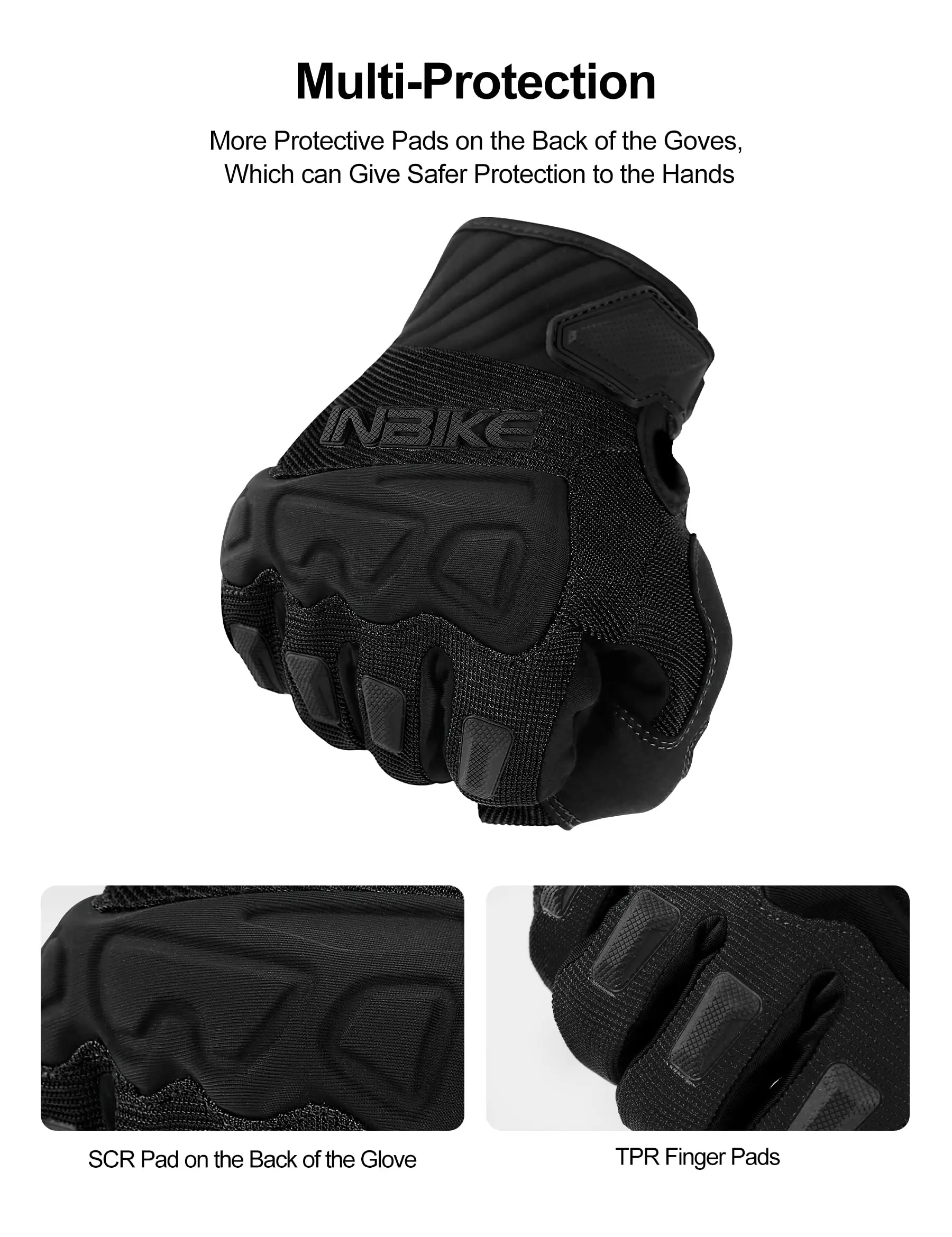 Guantes de Ciclismo INBIKE MTB para Hombre, Guantes Deportivos con Pantalla Táctil para Bicicleta de Montaña, Motocicleta, Ciclismo al Aire Libre, Accesorios para Bicicleta