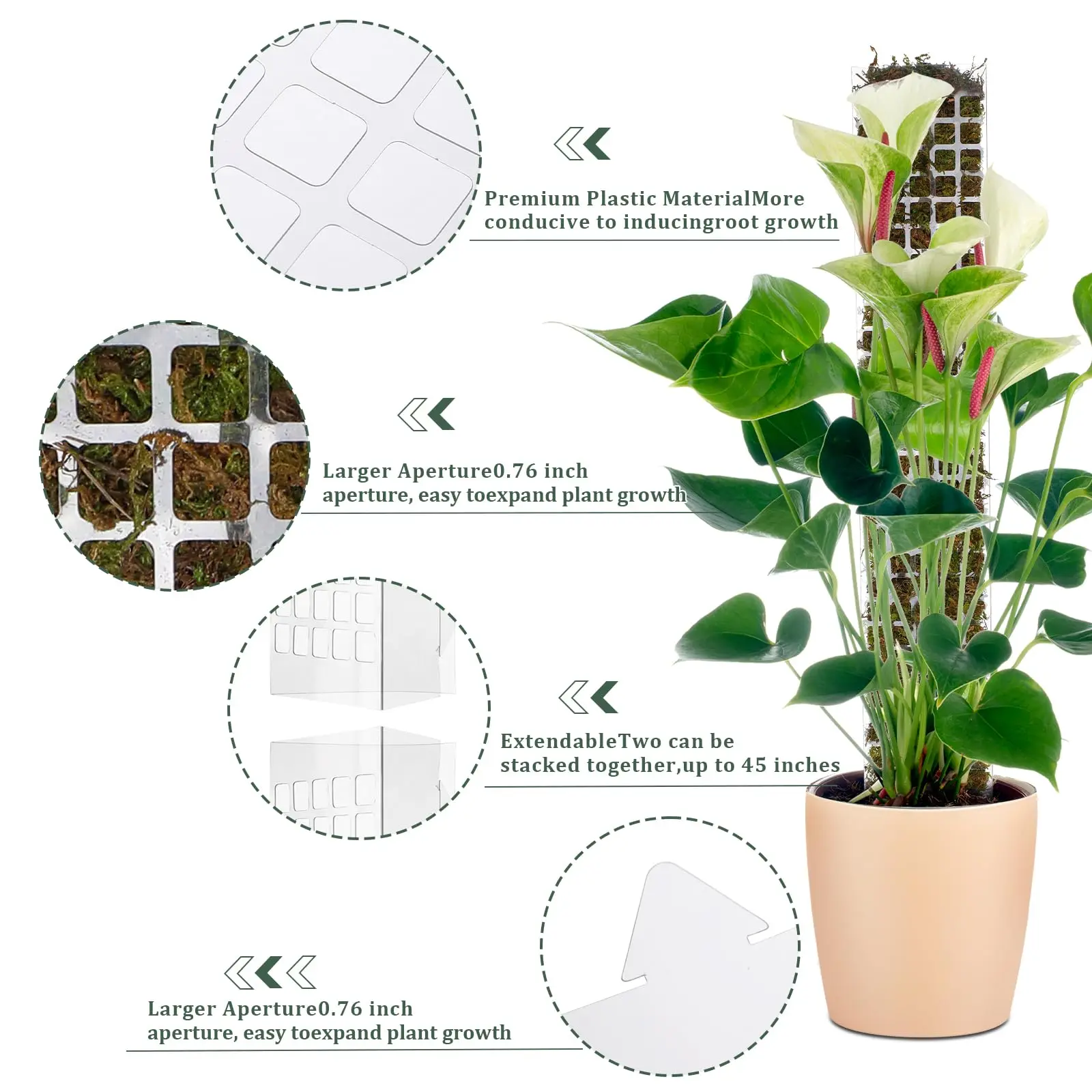 Soporte de Plástico para Plantas Trepadoras de Interior, Tutor para Plantas, Varilla de Musgo para el Crecimiento de Plantas, Accesorios de Soporte para Jardín