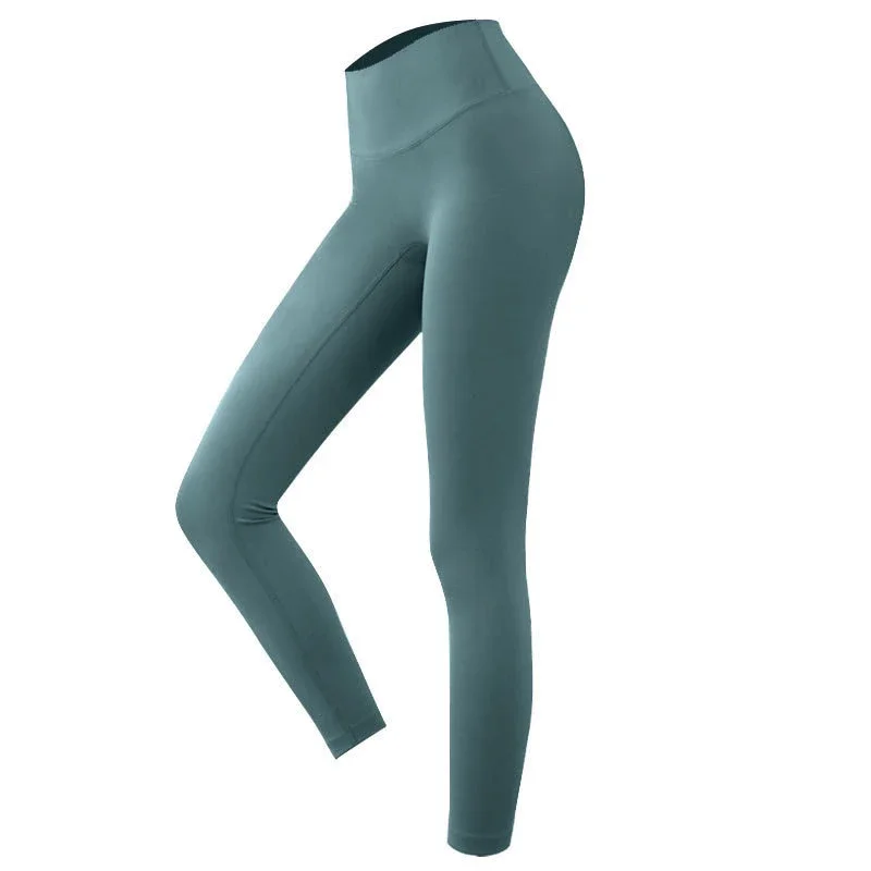 Gran oferta de mallas deportivas para mujer, pantalones para correr, mallas con sensación desnuda, cintura alta, Push Up, deporte, Fitness, correr, pantalones de Yoga