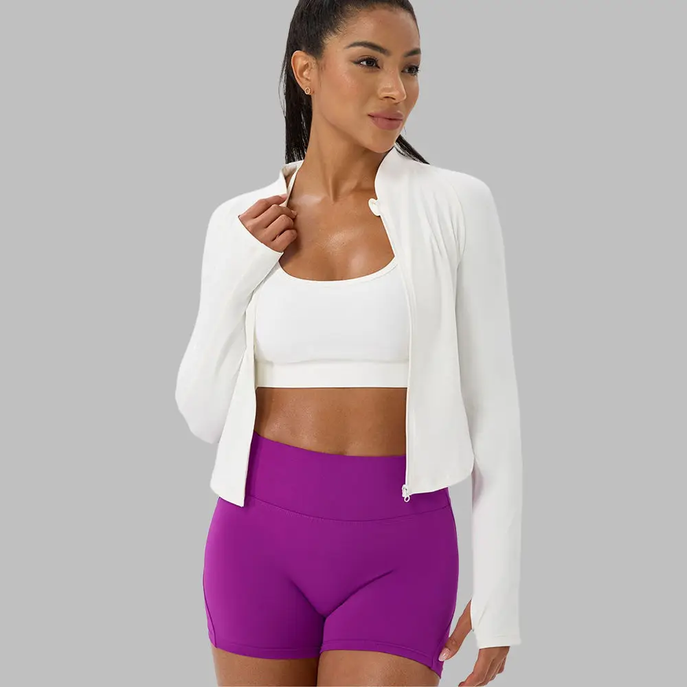 2025 Camisa deportiva de manga larga para Yoga para mujer, cárdigan ajustado de secado rápido con cremallera, Top de entrenamiento, ropa deportiva para correr al aire libre, chaqueta de gimnasio