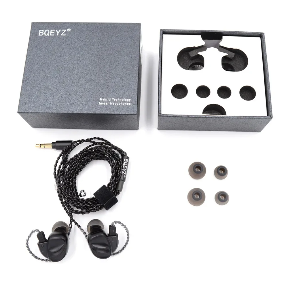 BQEYZ-auriculares HIFI KC2 IEMs, audífonos con Cable para juegos, monitores de DJ de graves 2DD + 2BA, música audiófilo desmontable, Cable de micrófono de enchufe de 3,5mm