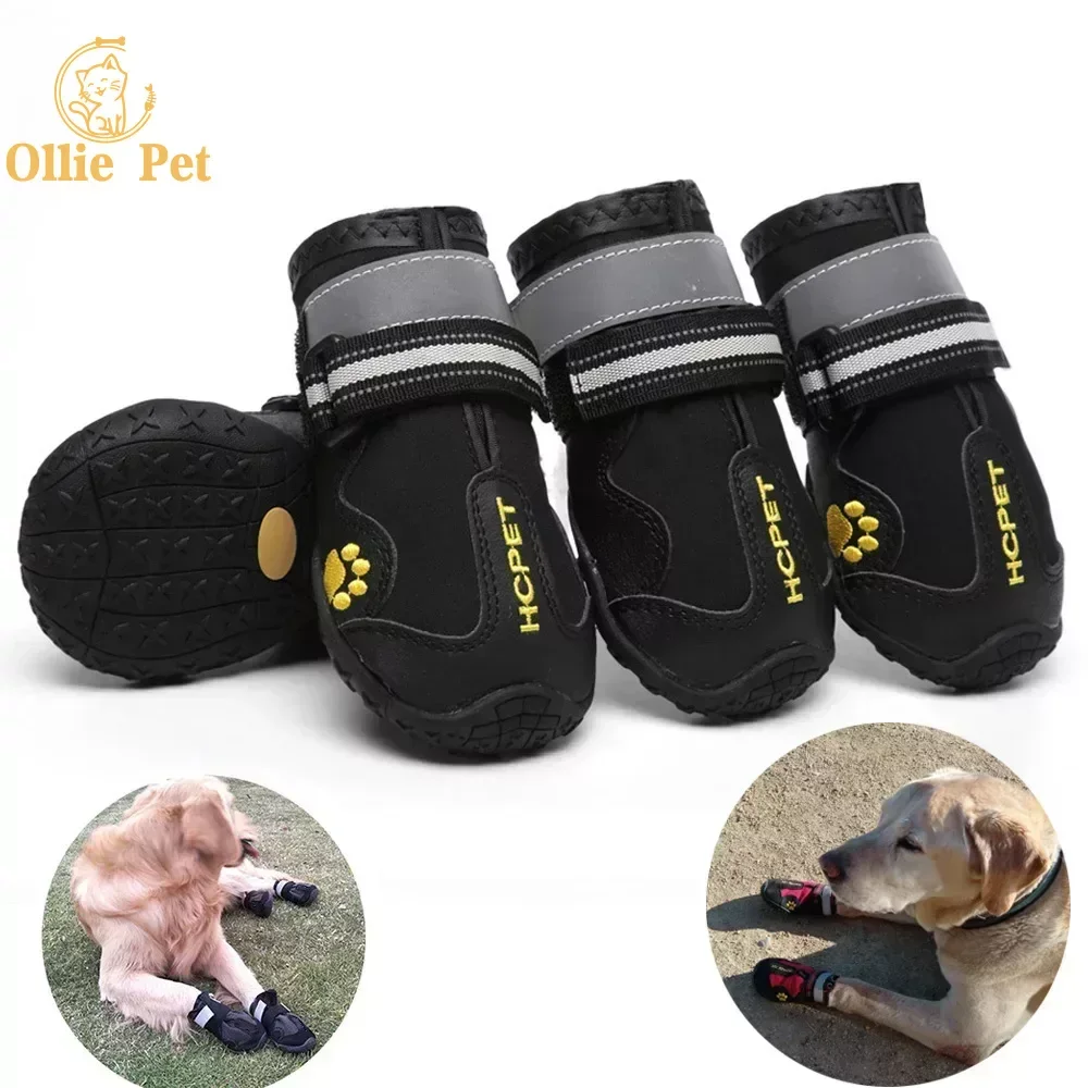 Zapatos para perros, Botas de lluvia antideslizantes impermeables, cálidas, reflectantes para nieve, para entrenamiento deportivo para mascotas pequeñas y grandes, protege los pies de las mascotas, 4 Uds.